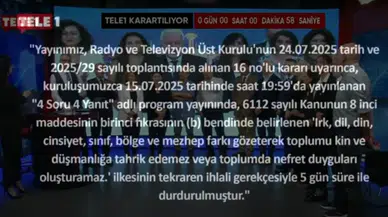 TELE1 ekranı beş günlüğüne karartıldı