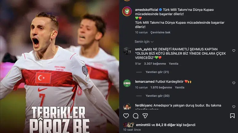 Amedspor’dan Milli Takım’a Kürtçe Tebrik Mesajı