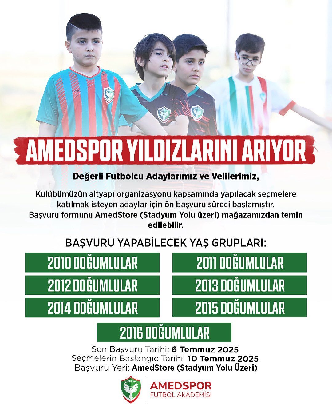 Amedspor, altyapı seçmeleri için başvuru sürecini başlattı!-1