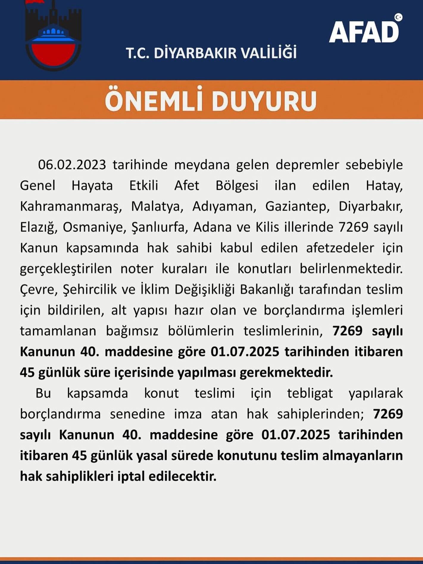Diyarbakır ve diğer deprem bölgelerinde konut teslimleri başlıyor-1