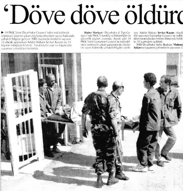 SolHafıza på X: «25Eyl1996: D.Bakır Cezaevi'nde 10 mahkumun cop ve dipçik  darbeleriyle dövülerek öldürüldükleri anlaşıldı» / X